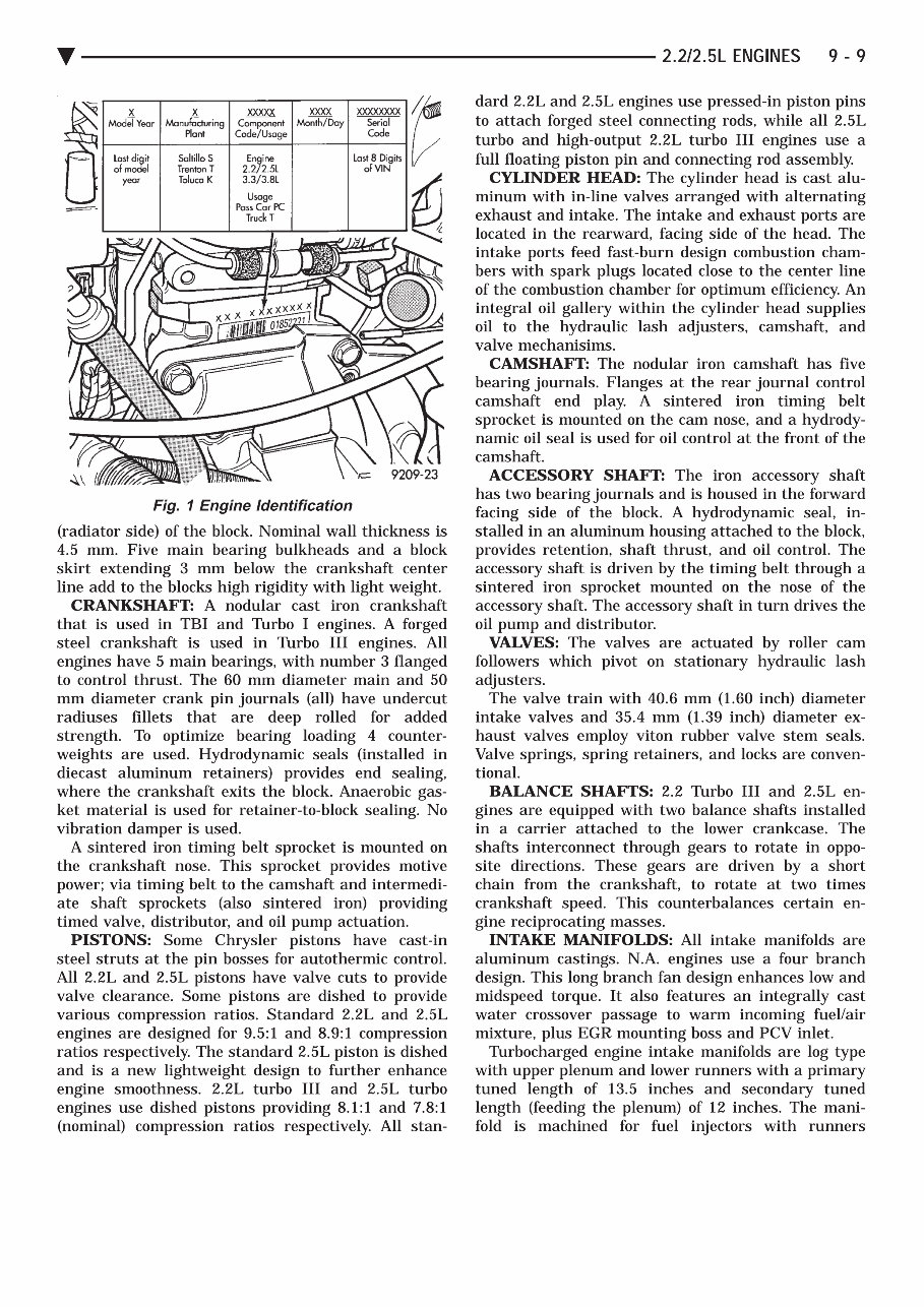 1992-1993 Chrysler LeBaron / Fifth Avenue / Acclaim / Dodge Shadow Service & Repair Manual preview img 9