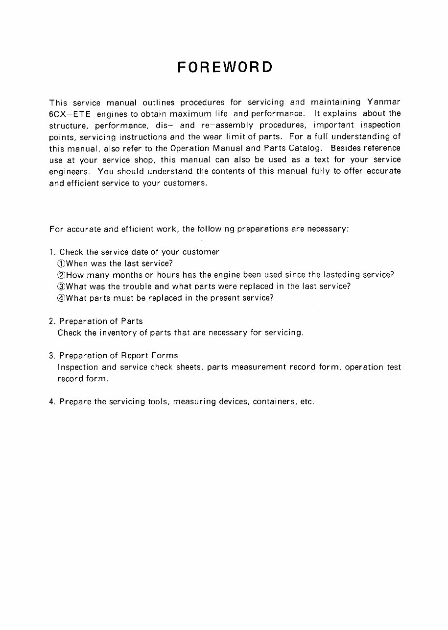 YANMAR 6CX-ETE Marine Diesel Engine Workshop Service Manual preview img 2