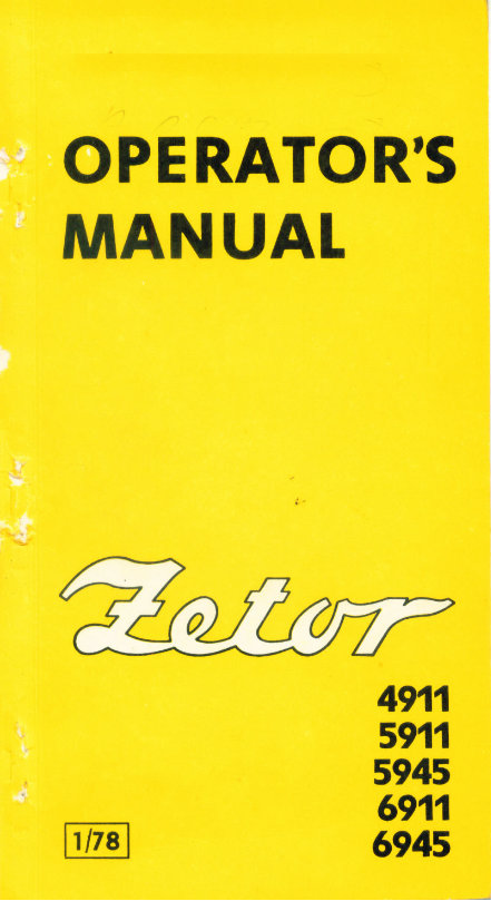 Zetor 4911 / 5911 / 5945 / 6911 / 6945 Tractor Operators Manual preview img 1
