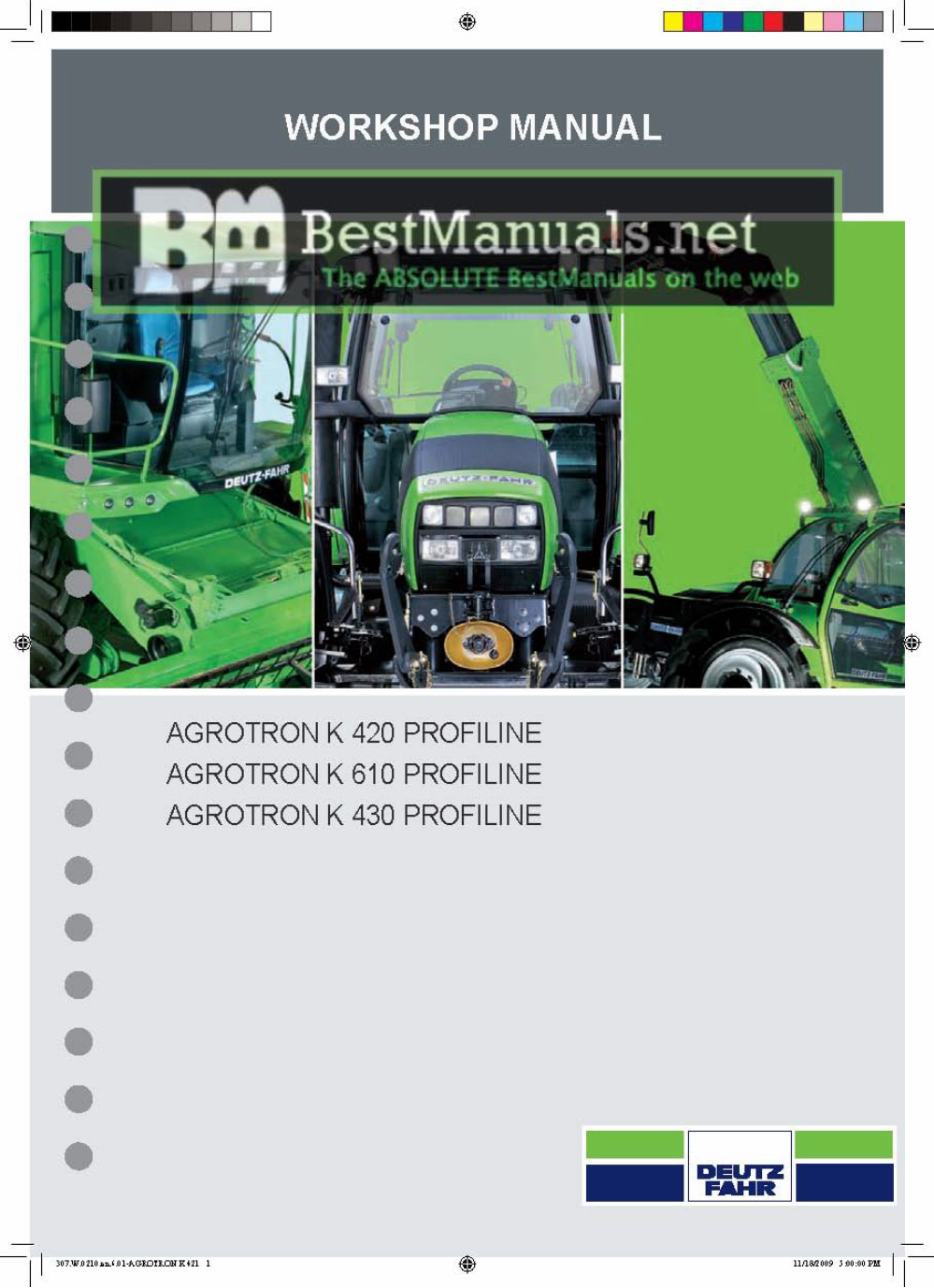 Deutz Fahr Agrotron K 420 Profiline Tractor OEM Service & Repair Manual preview img 1
