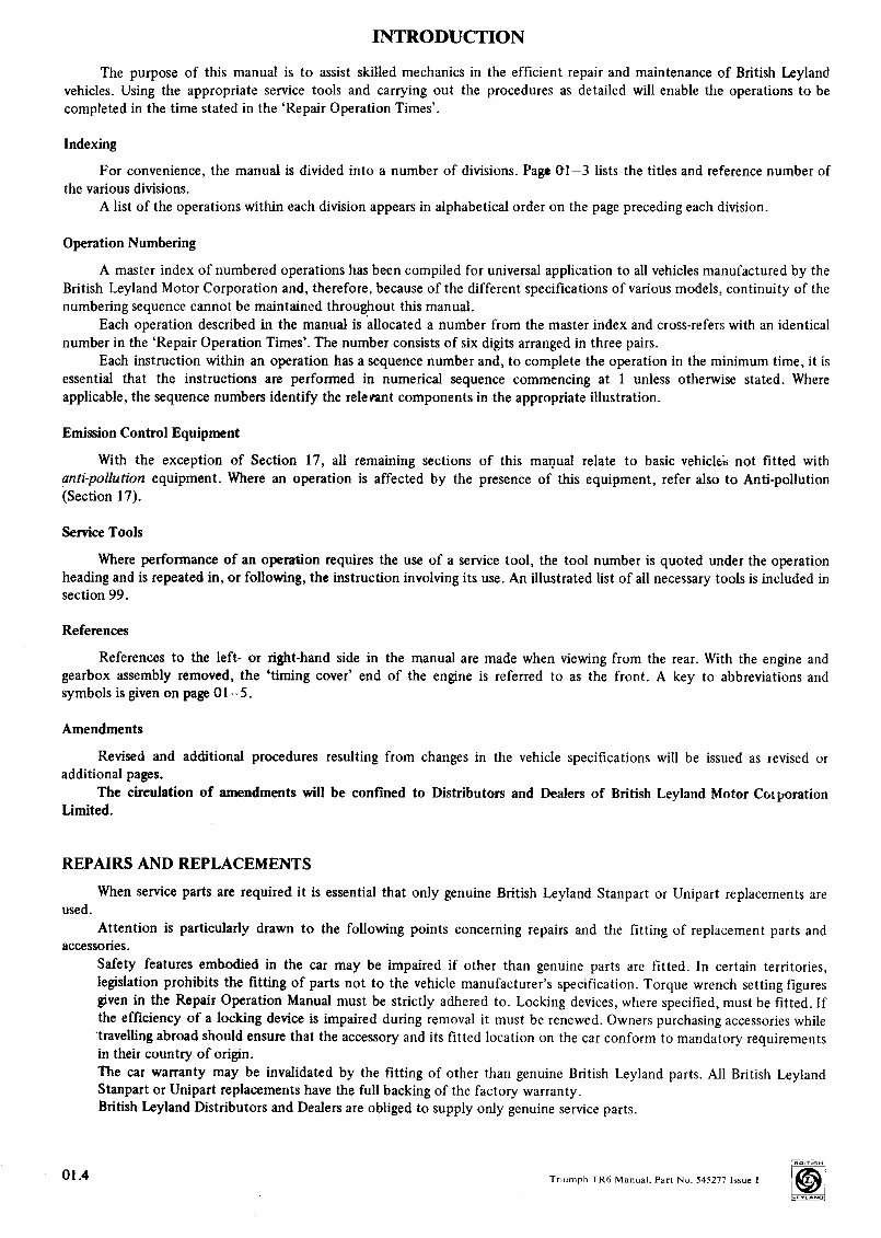 Triumph TR6 Workshop Manual preview img 4