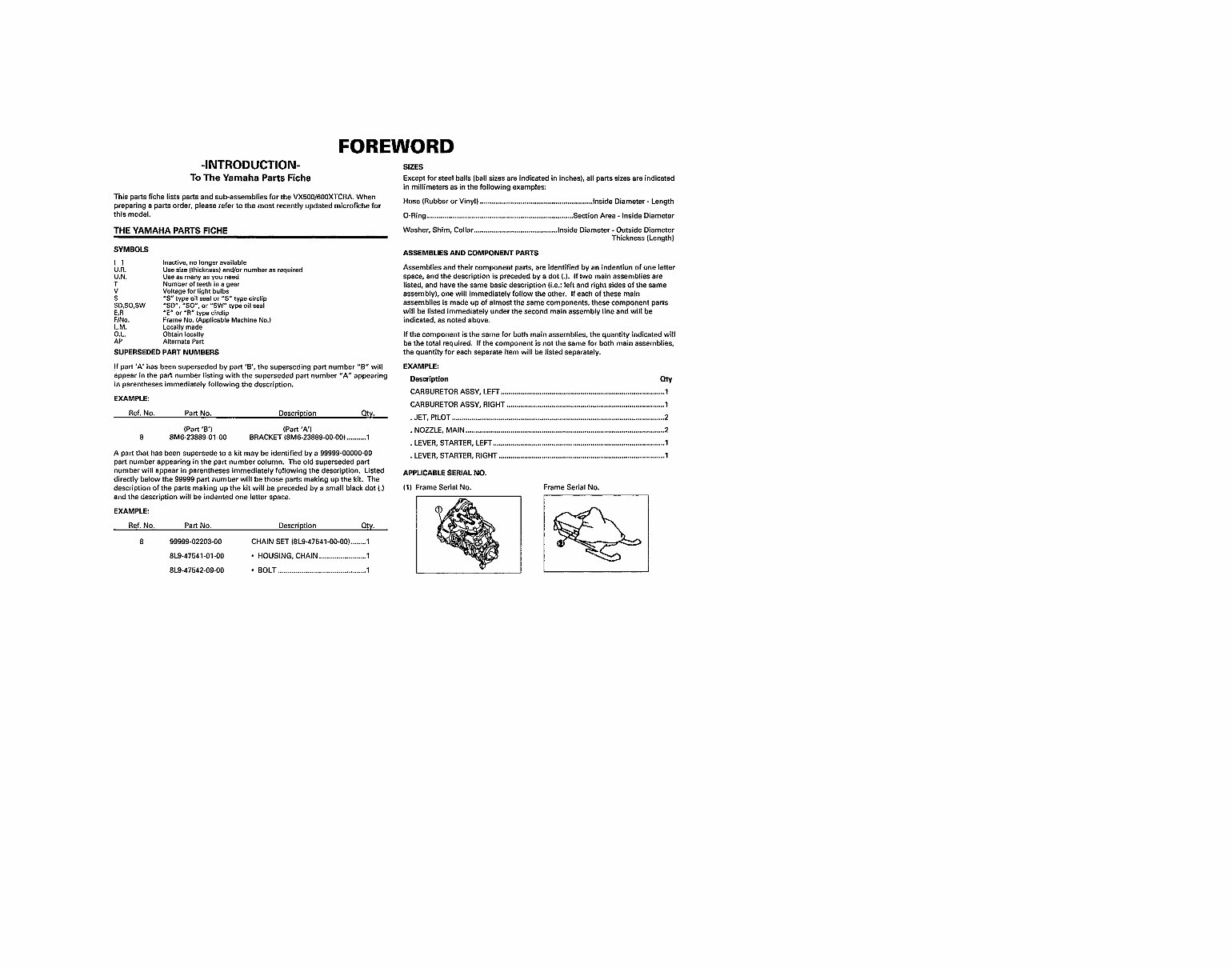 YAMAHA VMAX 500XTC 600XTC SNOWMOBILE Replacement Parts Manual 1997 preview img 2