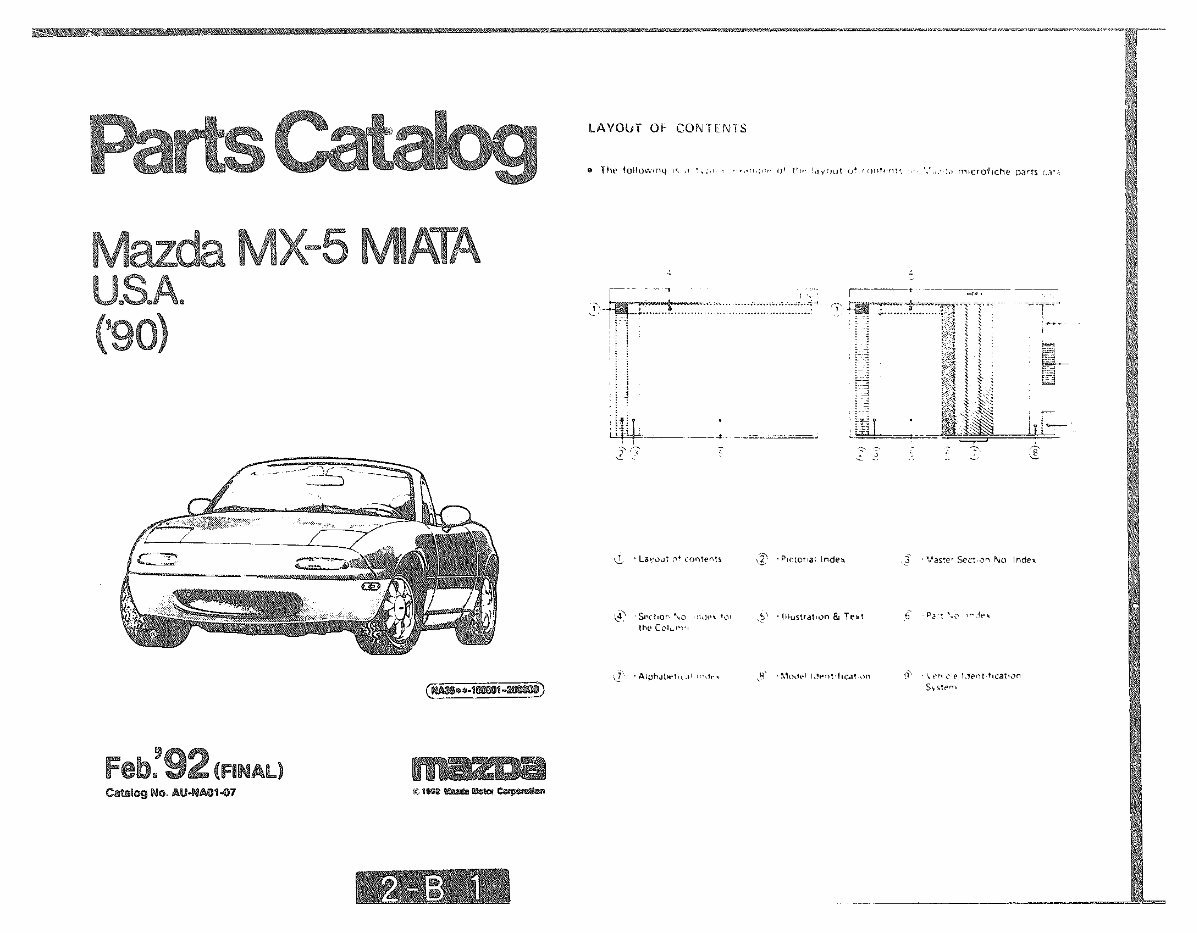 MAZDA MX 5 MIATA Parts Manual Catalog 1990 preview img 1