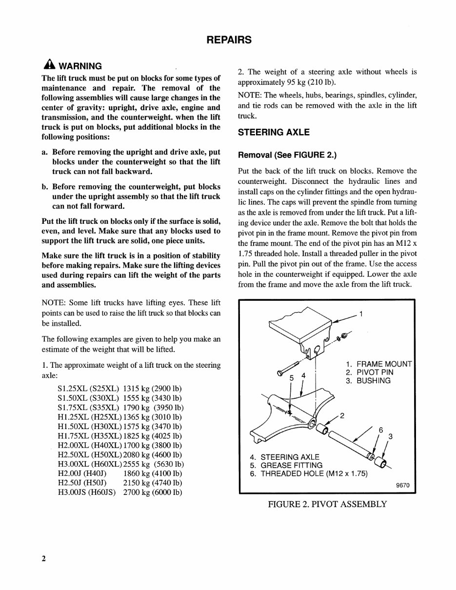 Hyster A177 (H2.00XL H2.50XL H3.00XL Europe) Forklift Service Repair Factory Manual INSTANT preview img 6