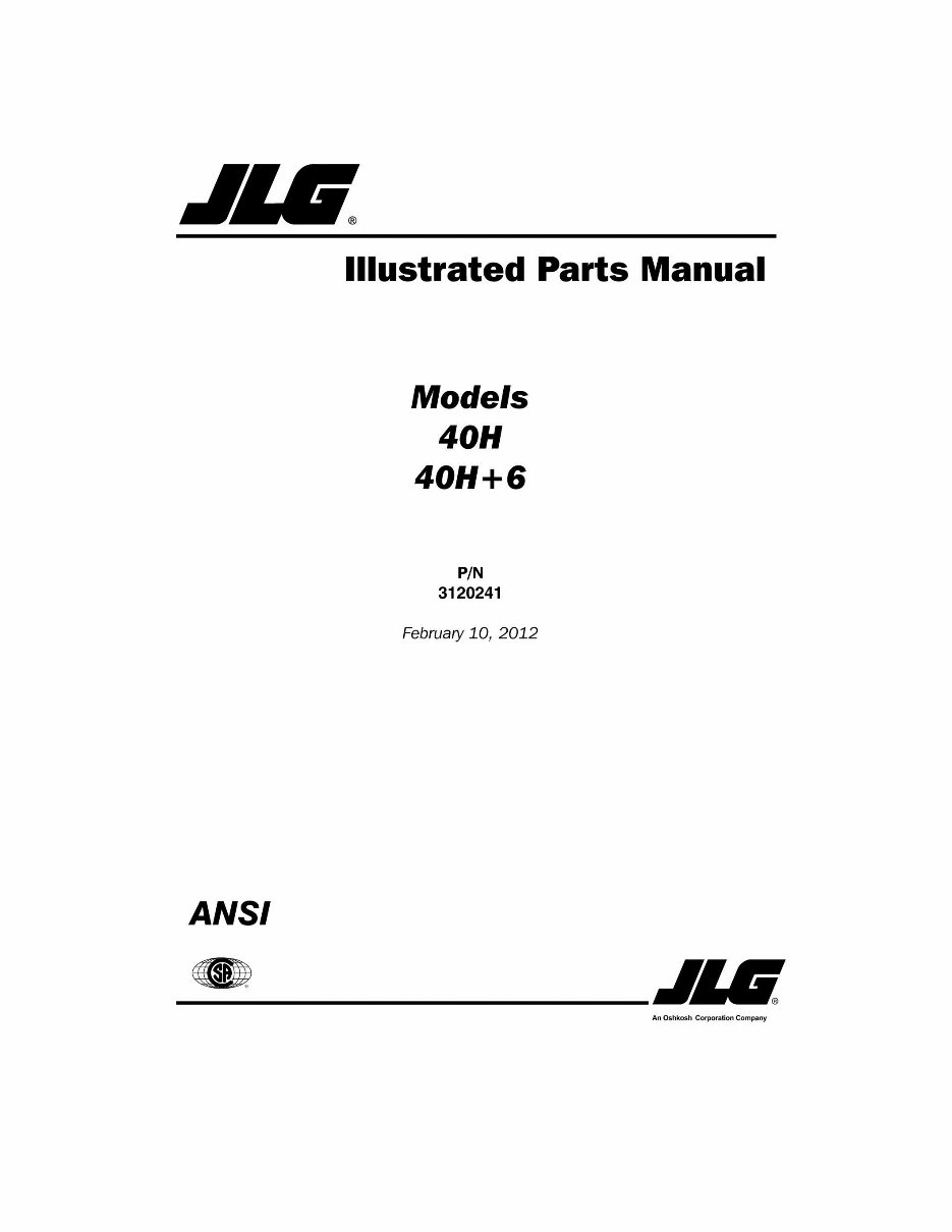 JLG 40H/40H+6 Boom Lifts Parts Catalog preview img 1