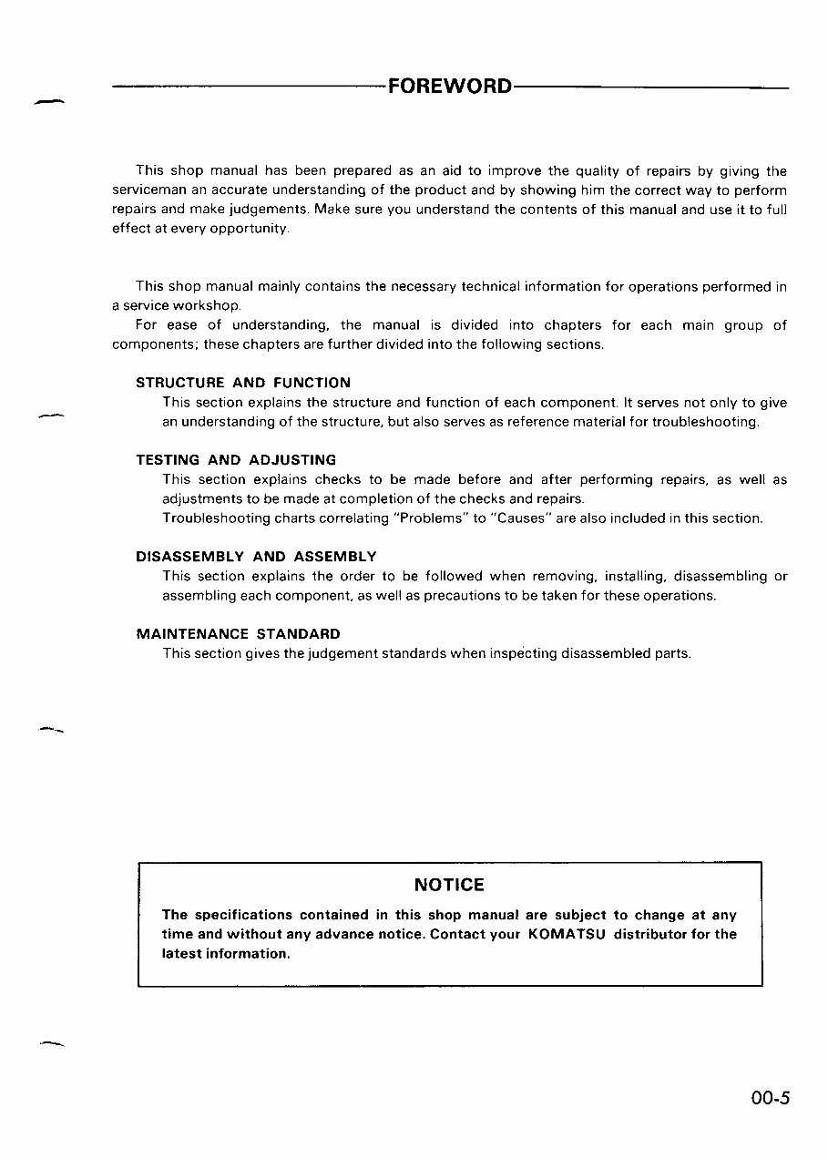 KOMATSU PC150-5 Hydraulic Excavator Service Repair Manual preview img 8