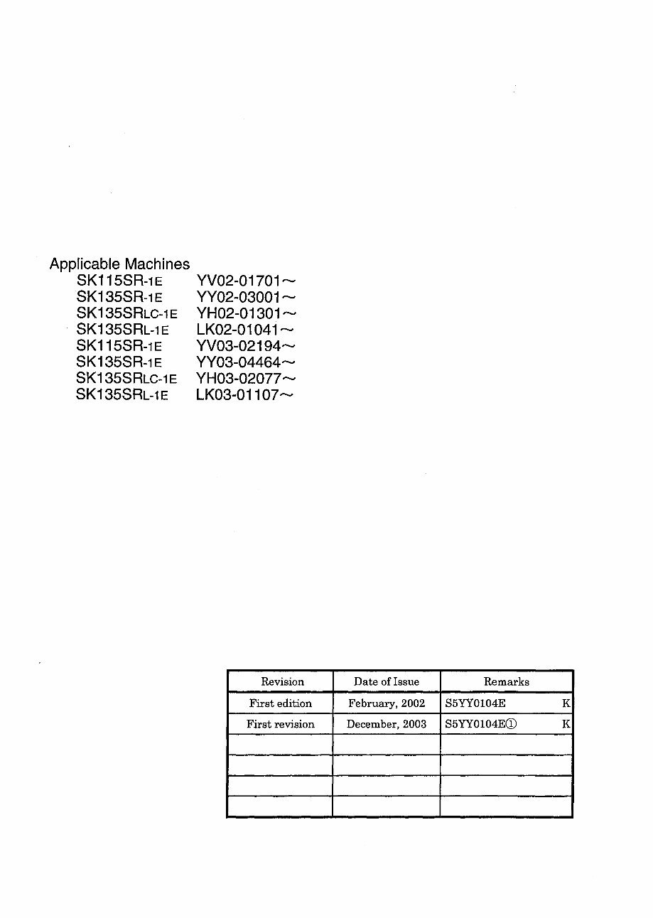 Kobelco SK135SR-1E SK135SRLC-1E SK135SRL-1E Hydraulic Excavators & Isuzu Diesel Engine BB-4BG1T Parts Manual (YY02-0300 preview img 8