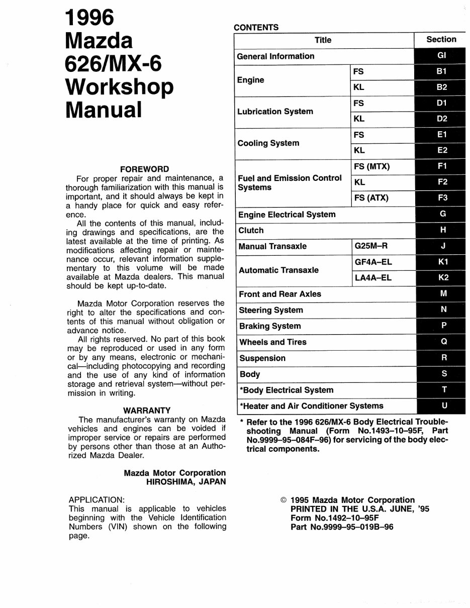 1993-1997 Mazda MX6 Service & Repair Manual preview img 3