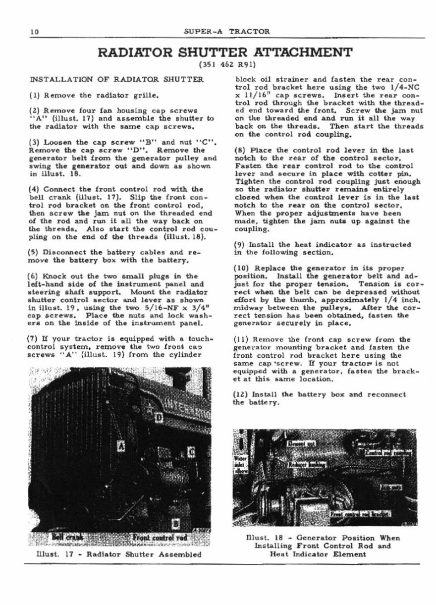 Farmall IH Super A Tractor Special Attachments Owners User Installation Manual - preview img 10