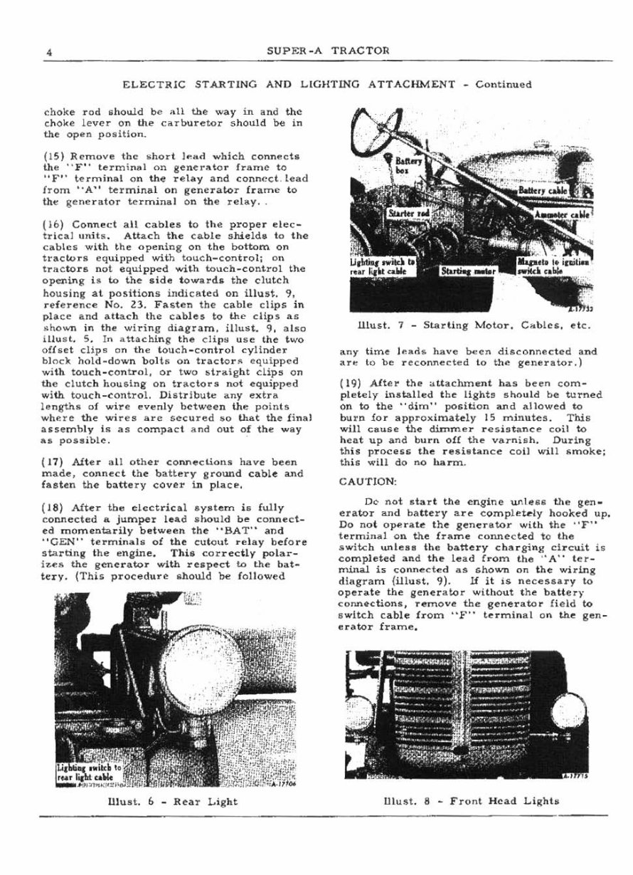 Farmall IH Super A Tractor Special Attachments Owners User Installation Manual - preview img 5