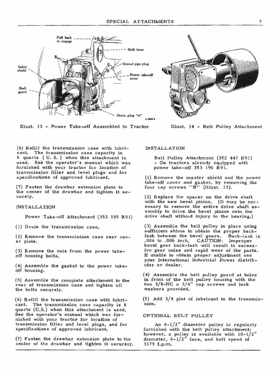 Farmall IH Super A Tractor Special Attachments Owners User Installation Manual - preview img 8