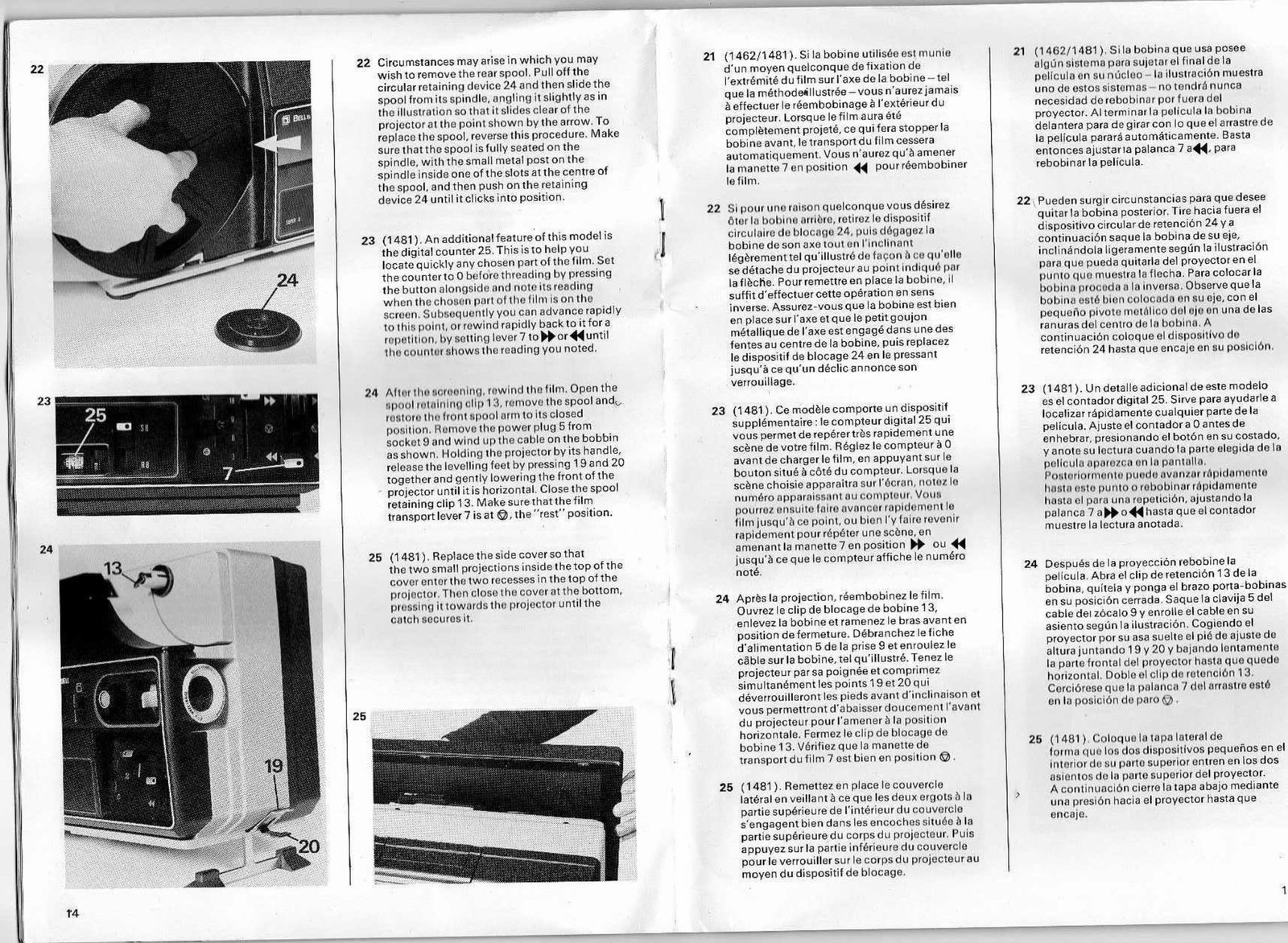 Bell et Howell 1443 1462 1481 francais english espanol preview img 8