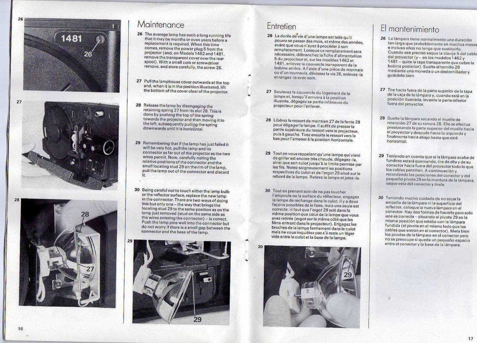 Bell et Howell 1443 1462 1481 francais english espanol preview img 9