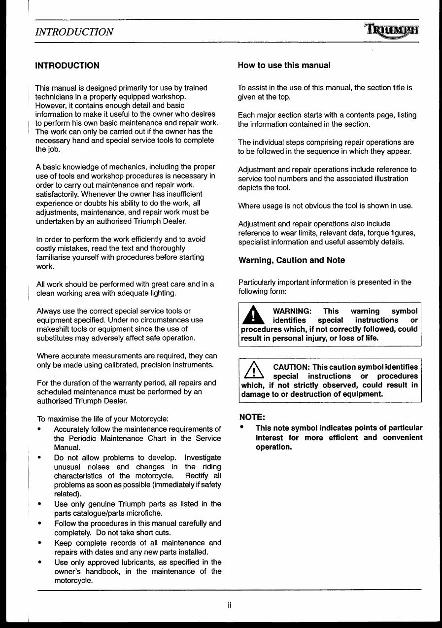 2002 Triumph Daytona 955i and Speed Triple 955cc Service Manual preview img 4