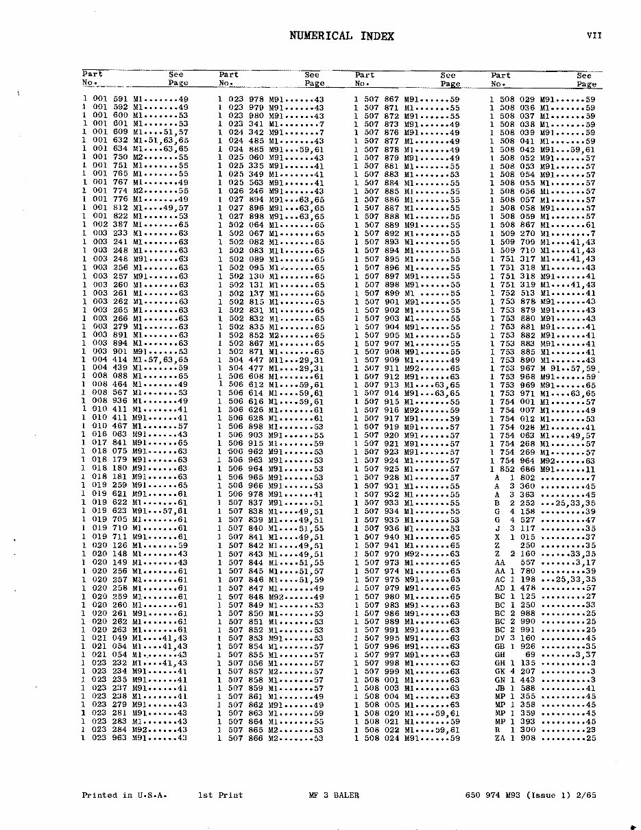 MASSEY FERGUSON MF 3 BALER Parts Manual 650974M93 preview img 9