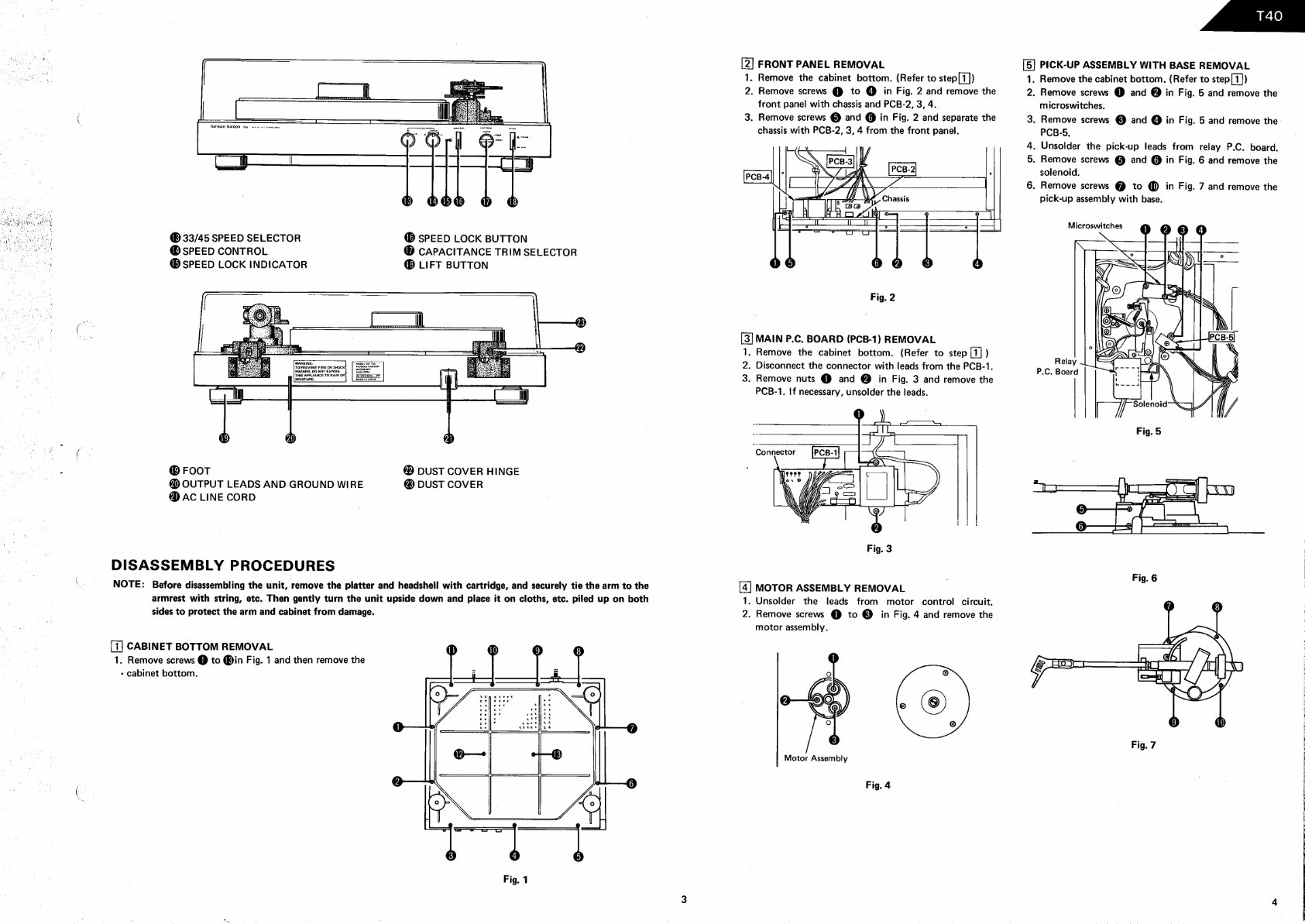 Service Manual Harman-Kardon T40 Auto-Lift Turntable preview img 3