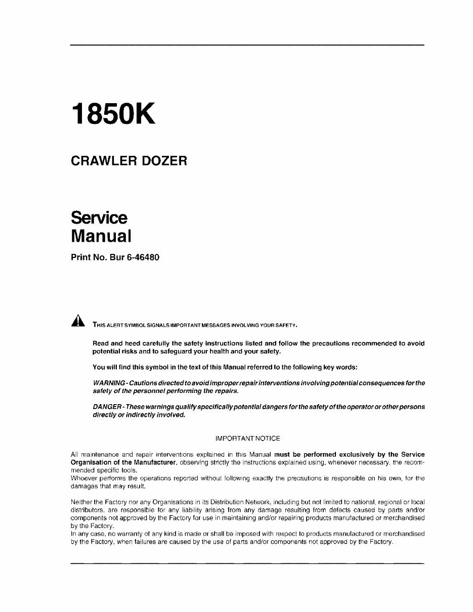Case 1850K Crawler Dozer Service Repair Workshop Manual preview img 1