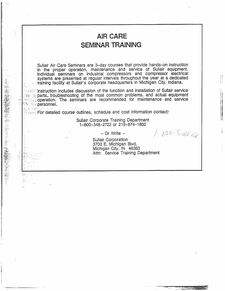 Sullair series 10B 50hp screw compressor parts book preview img 4