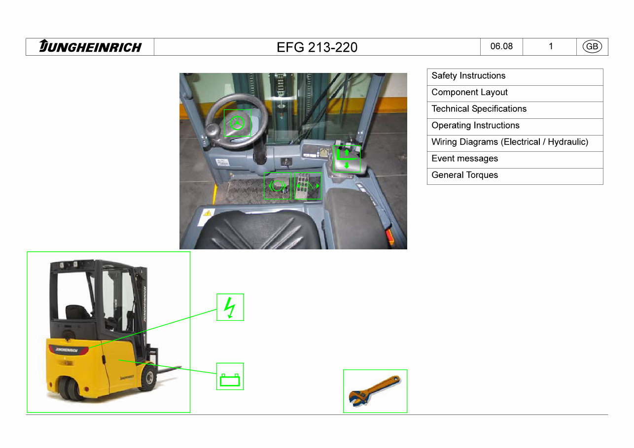 Jungheinrich EFG-Series Electric Lift Trucks (213/215/216/216K/218/218K/220) OEM Service & Repair Manual preview img 1