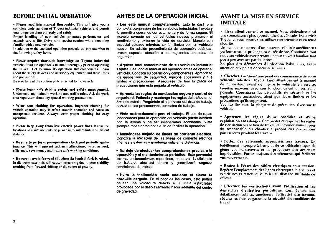 Toyota Electric Forklift Truck FBESF10, FBESF12, FBESF15 Operating and Maintenance Instructions preview img 4