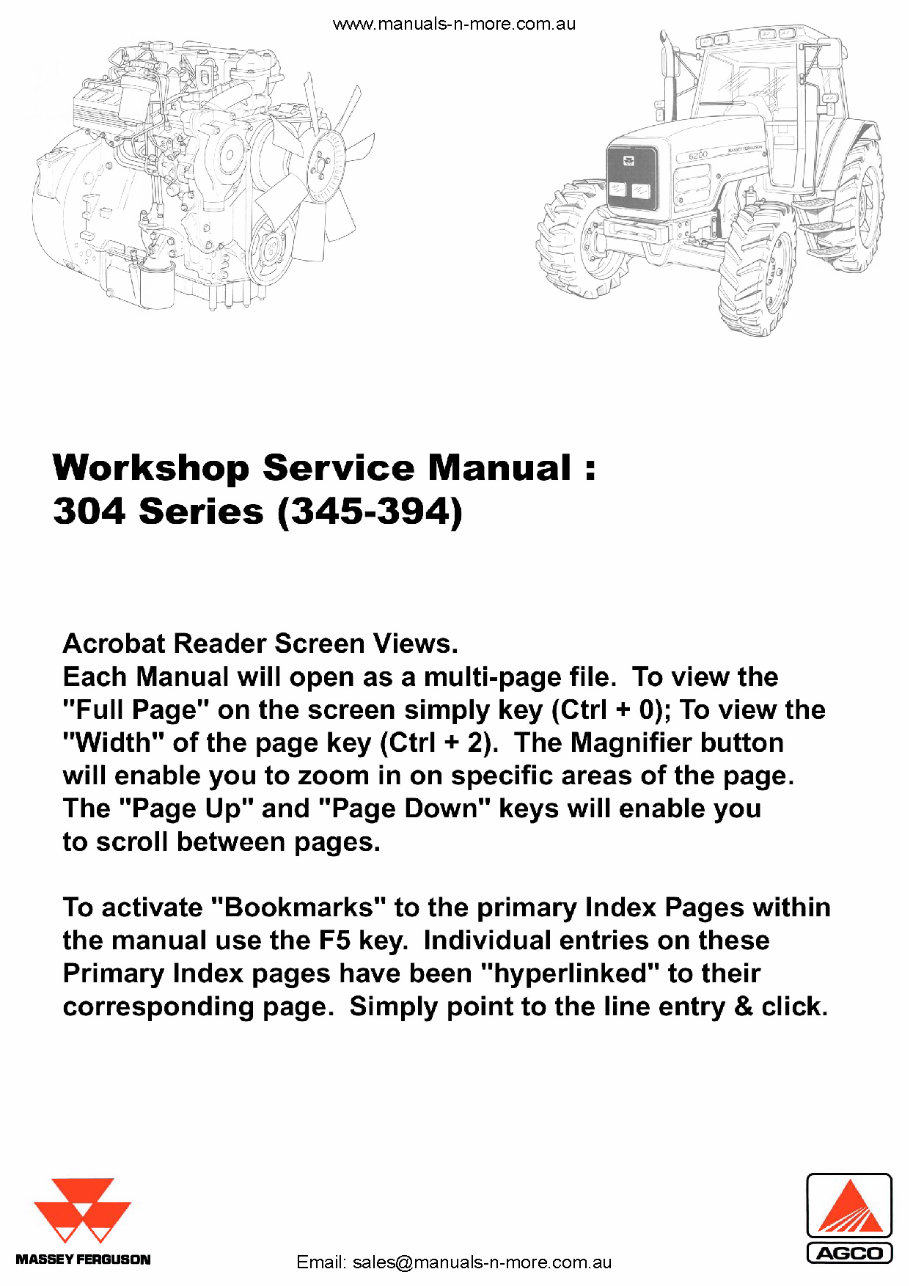 Massey Ferguson MF 394F Factory Service & Work Shop Manual preview img 1