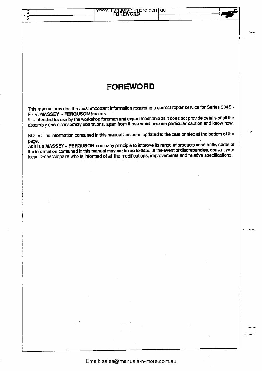 Massey Ferguson MF 394F Factory Service & Work Shop Manual preview img 5