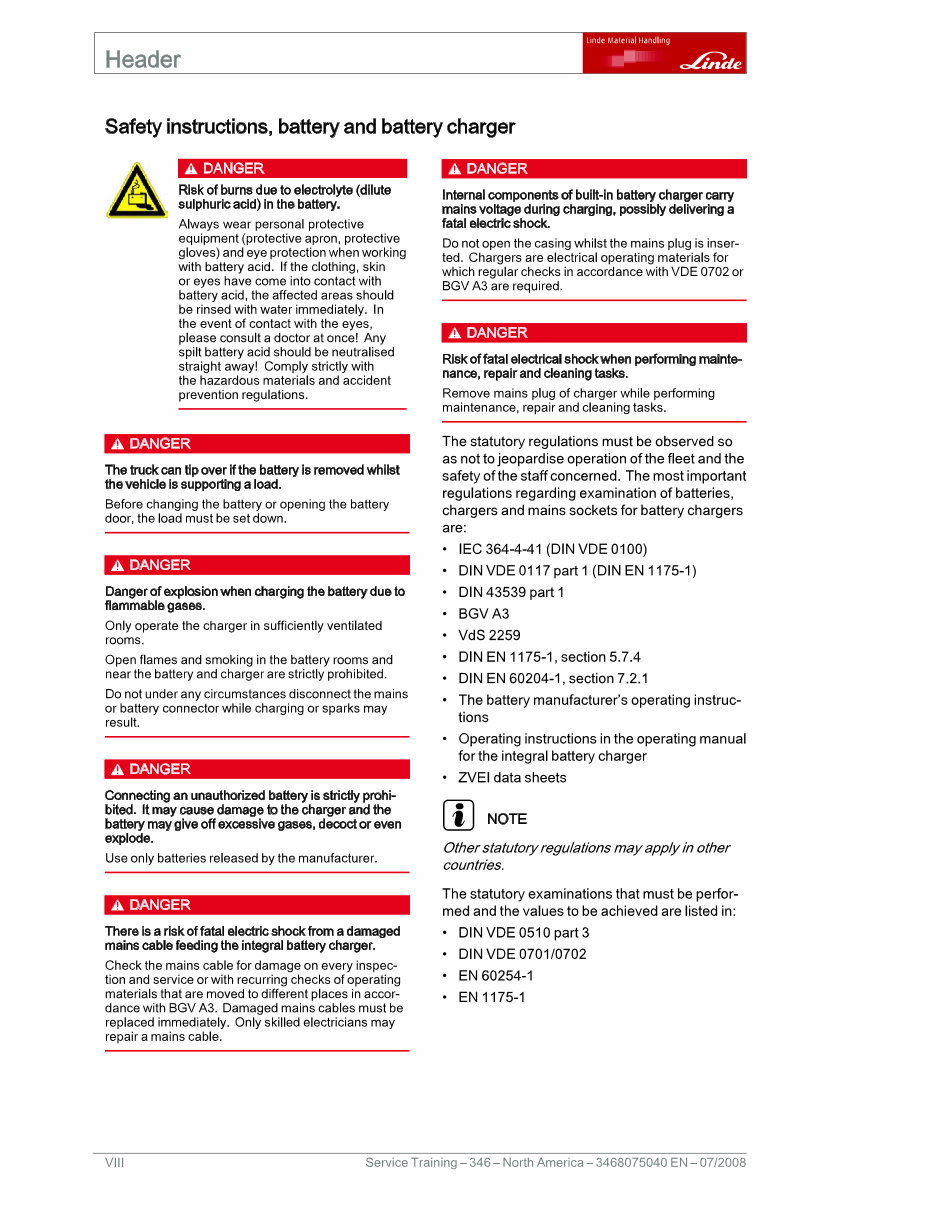 Linde Electric Forklift Truck 346 Series: E18, E20 Service Training Manual preview img 10