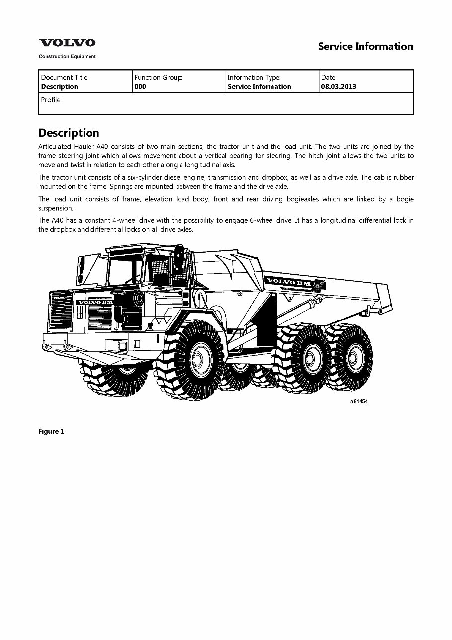 VOLVO BM A40 Articulated Dump Truck Service Repair Manual preview img 1