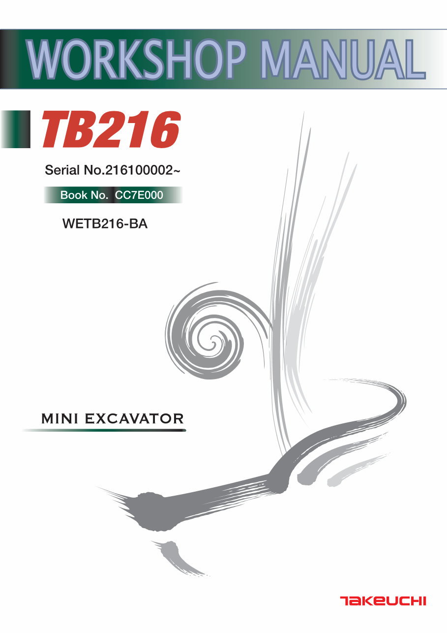 TAKEUCHI TB216 MINI Excavator Service Repair Manual preview img 1