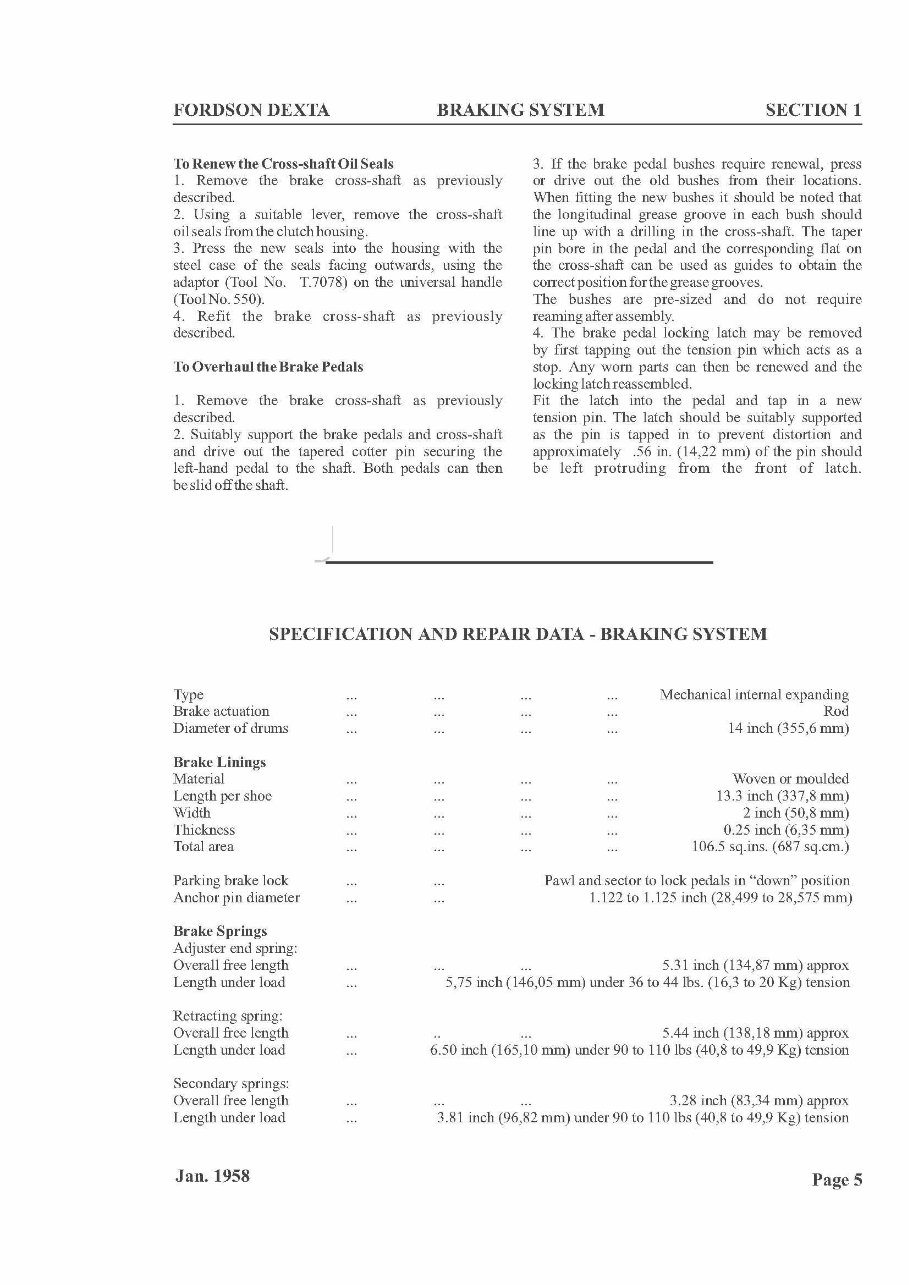 Ford Fordson Super Dexta Factory Service & Work Shop Manual preview img 7