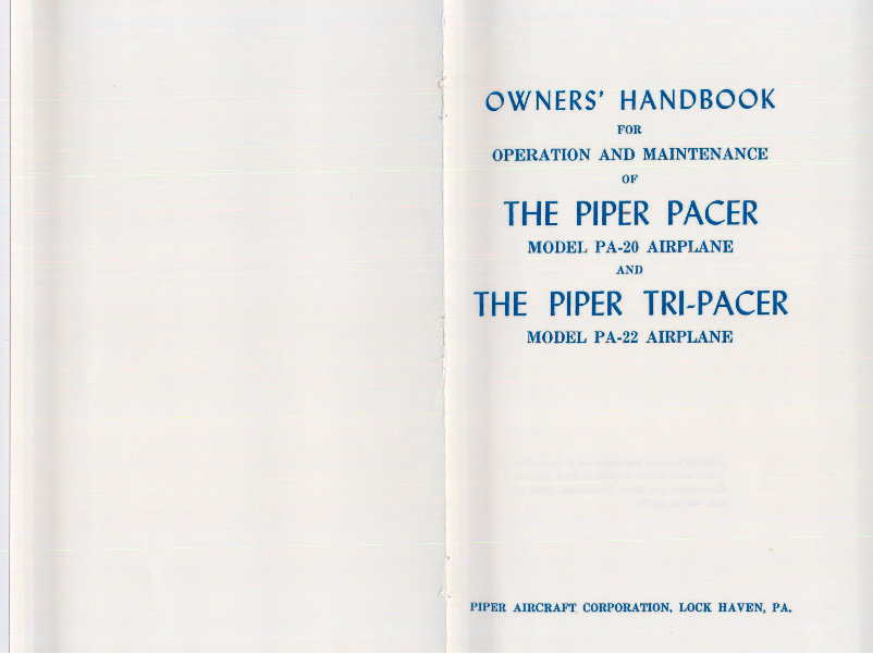 Piper PA-22 150 / 160 tri pacer POH manual preview img 1