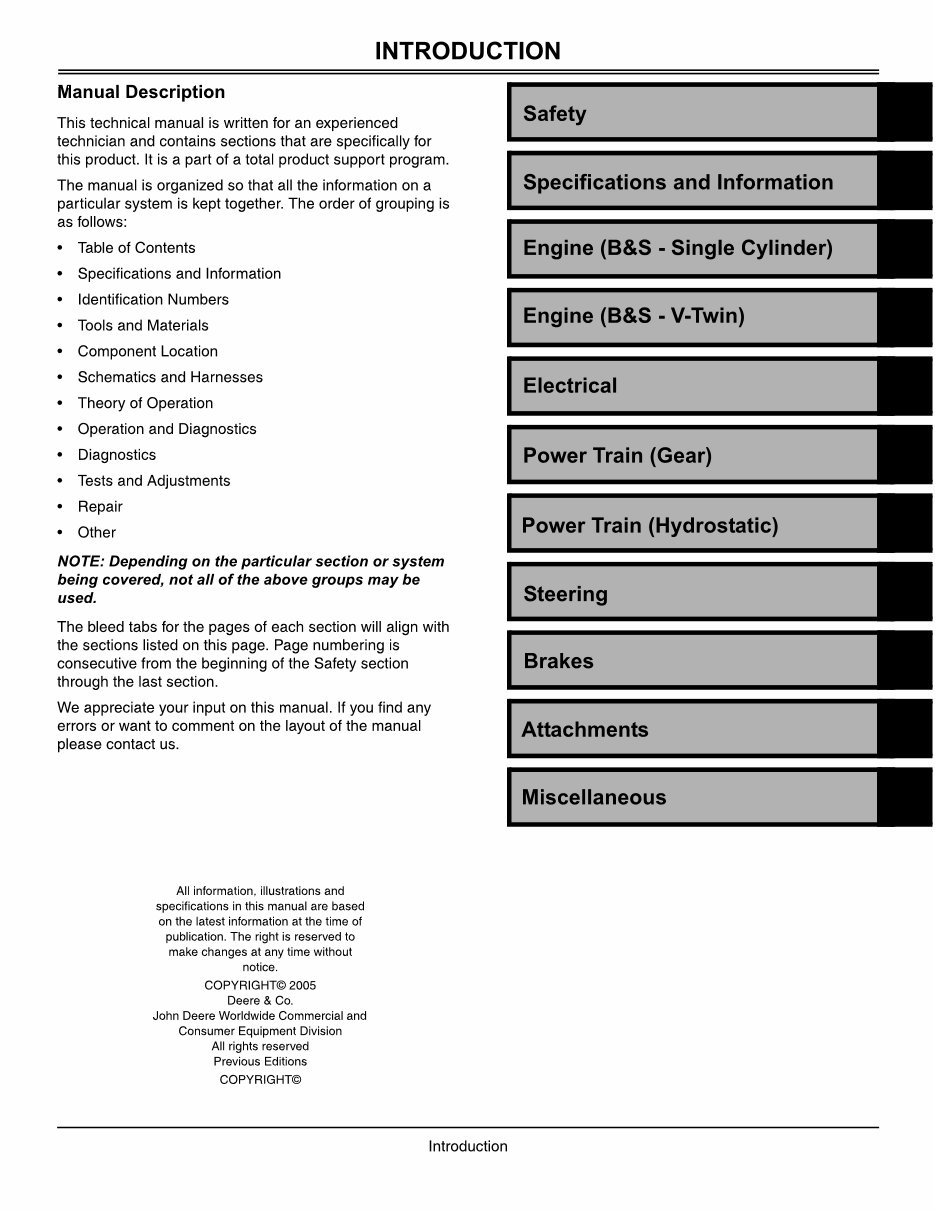 John Deere 102 115 125 135 145 155C 190C Lawn and Garden Tractor Repair Manual preview img 3