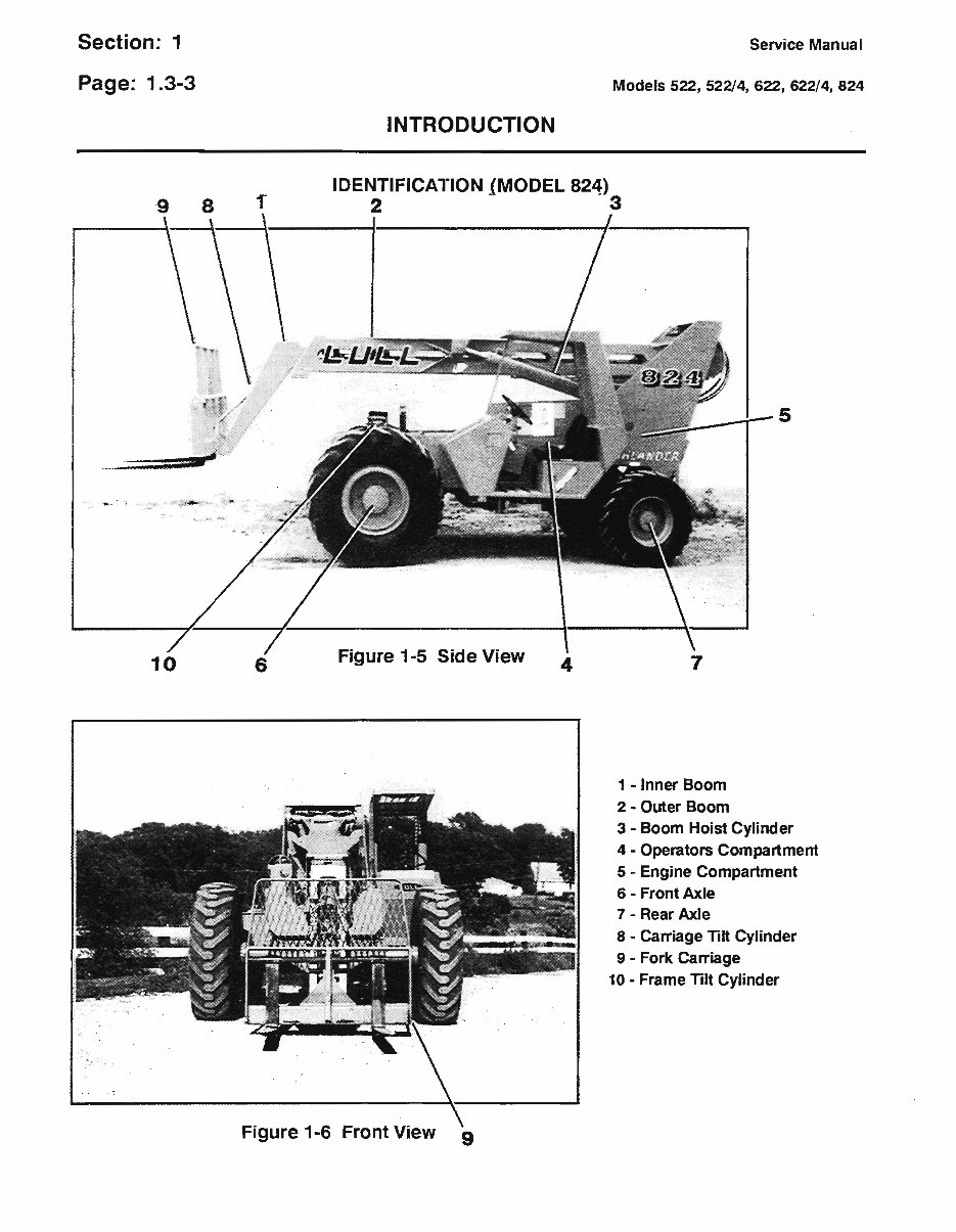 JLG Lull Telehandlers Models 522, 522/4, 622, 622/4, 824 Service Repair And Maintenance Manual (P/N:10709972) preview img 10