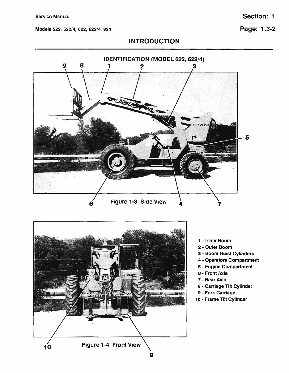JLG Lull Telehandlers Models 522, 522/4, 622, 622/4, 824 Service Repair And Maintenance Manual (P/N:10709972) preview img 9