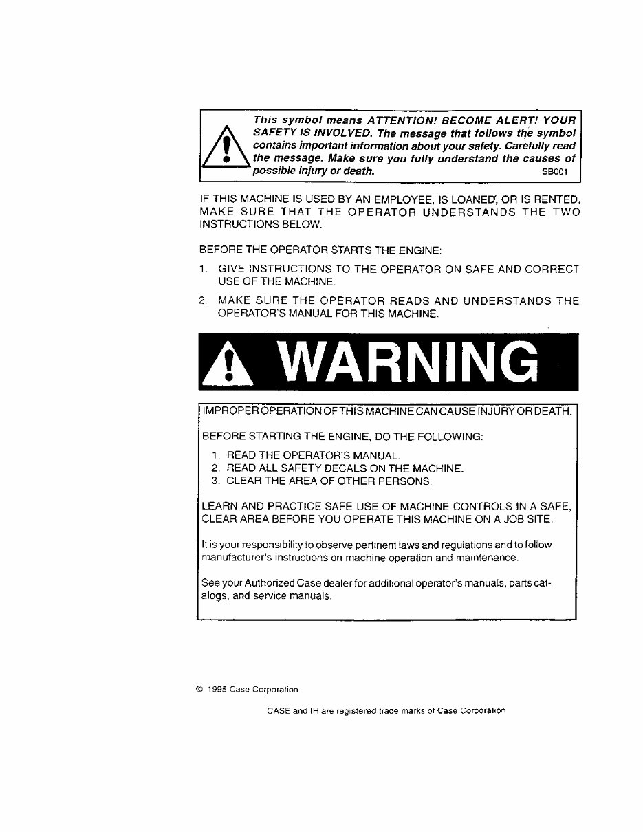 CASE 584, 585, 586 Power Shuttle Forklift Operators Manual preview img 2