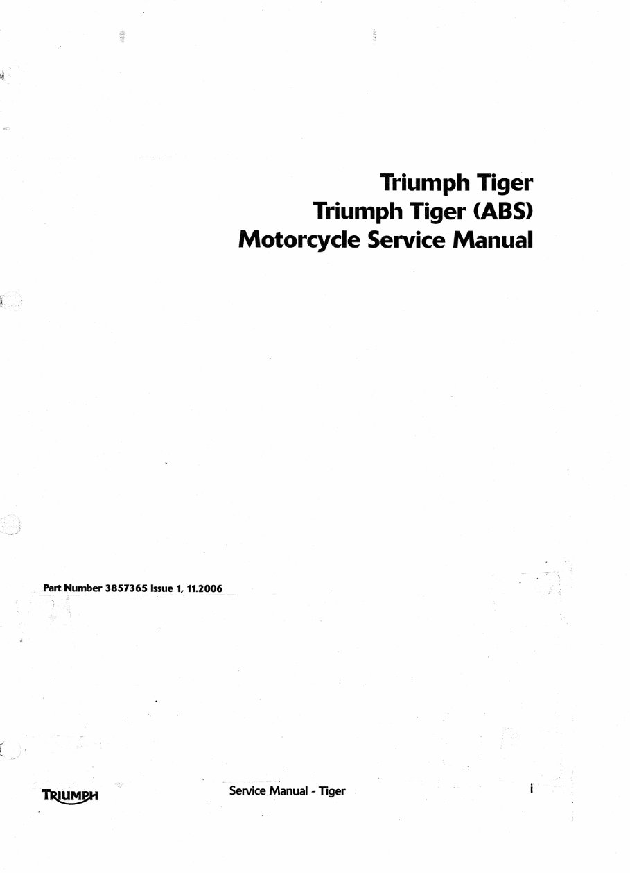 2005-2014 Triumph Motorcycle Tiger/SE/Sport Service & Repair Manual preview img 2