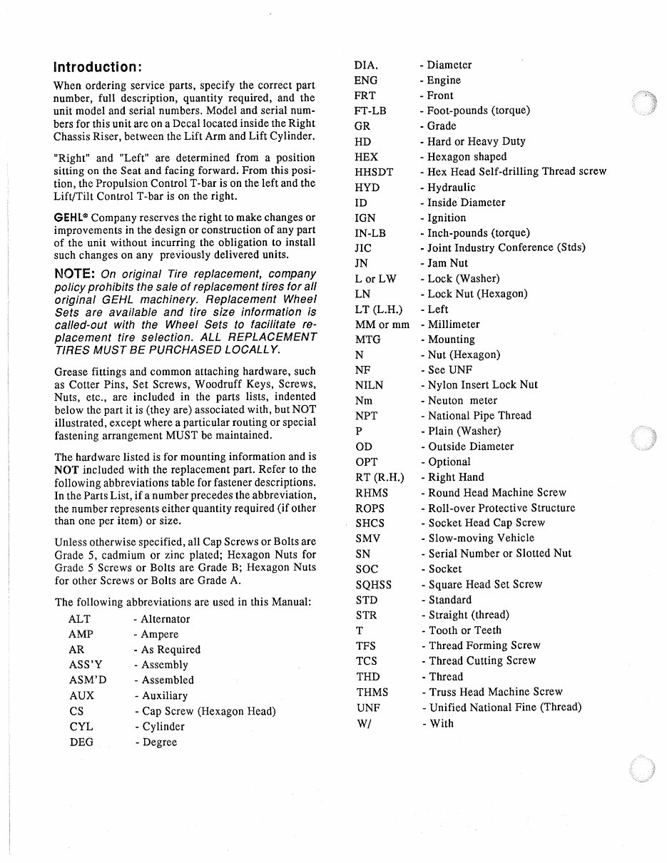 GEHL 4610 Skid Loader Illustrated Master Parts List Manual Form No.906014 Replaces 904058 preview img 2