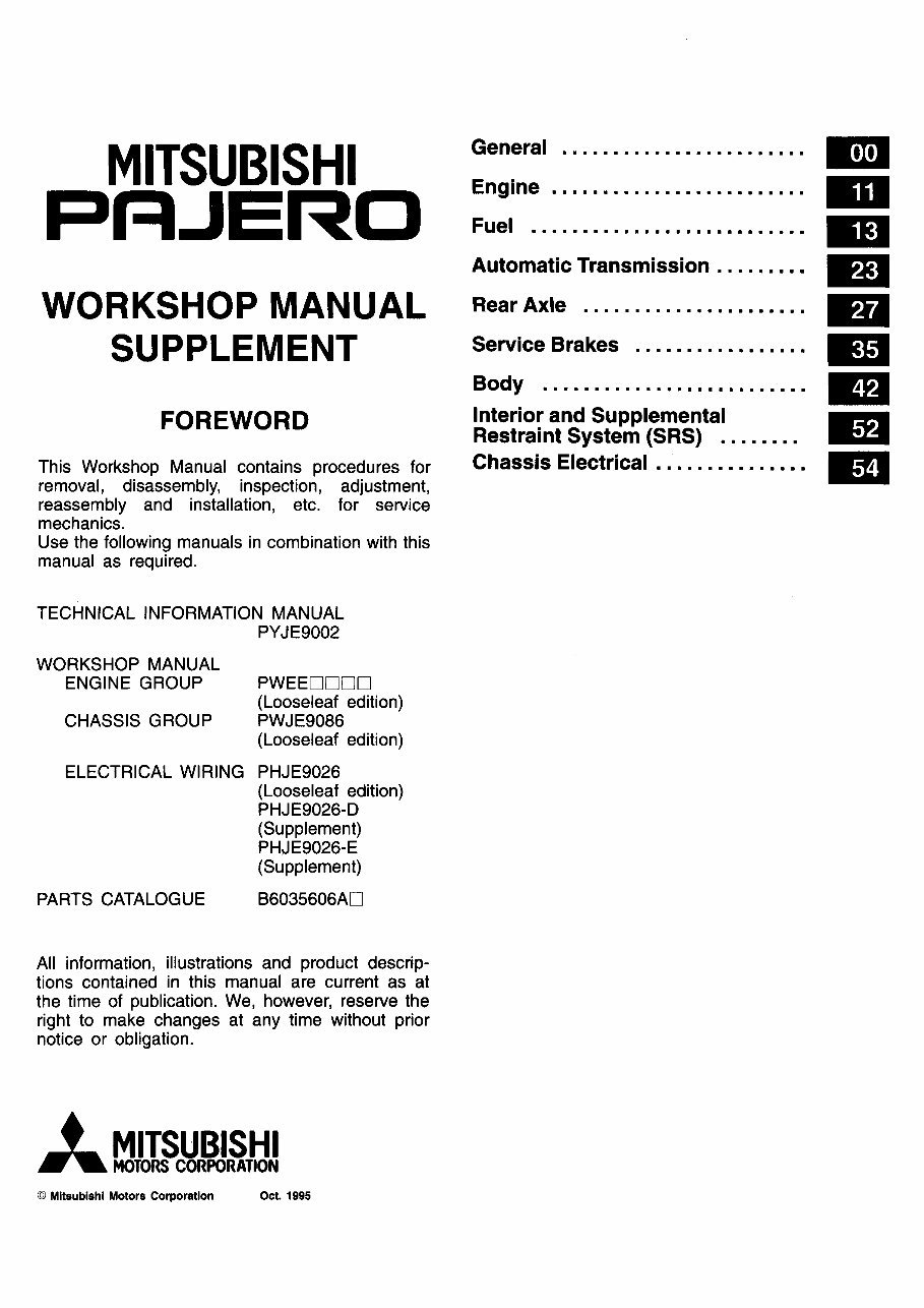 1991-1999 Mitsubishi Pajero Service Repair Factory Manual INSTANT (1991 1992 1993 1994 1995 1996 1997 1998 1999) preview img 2