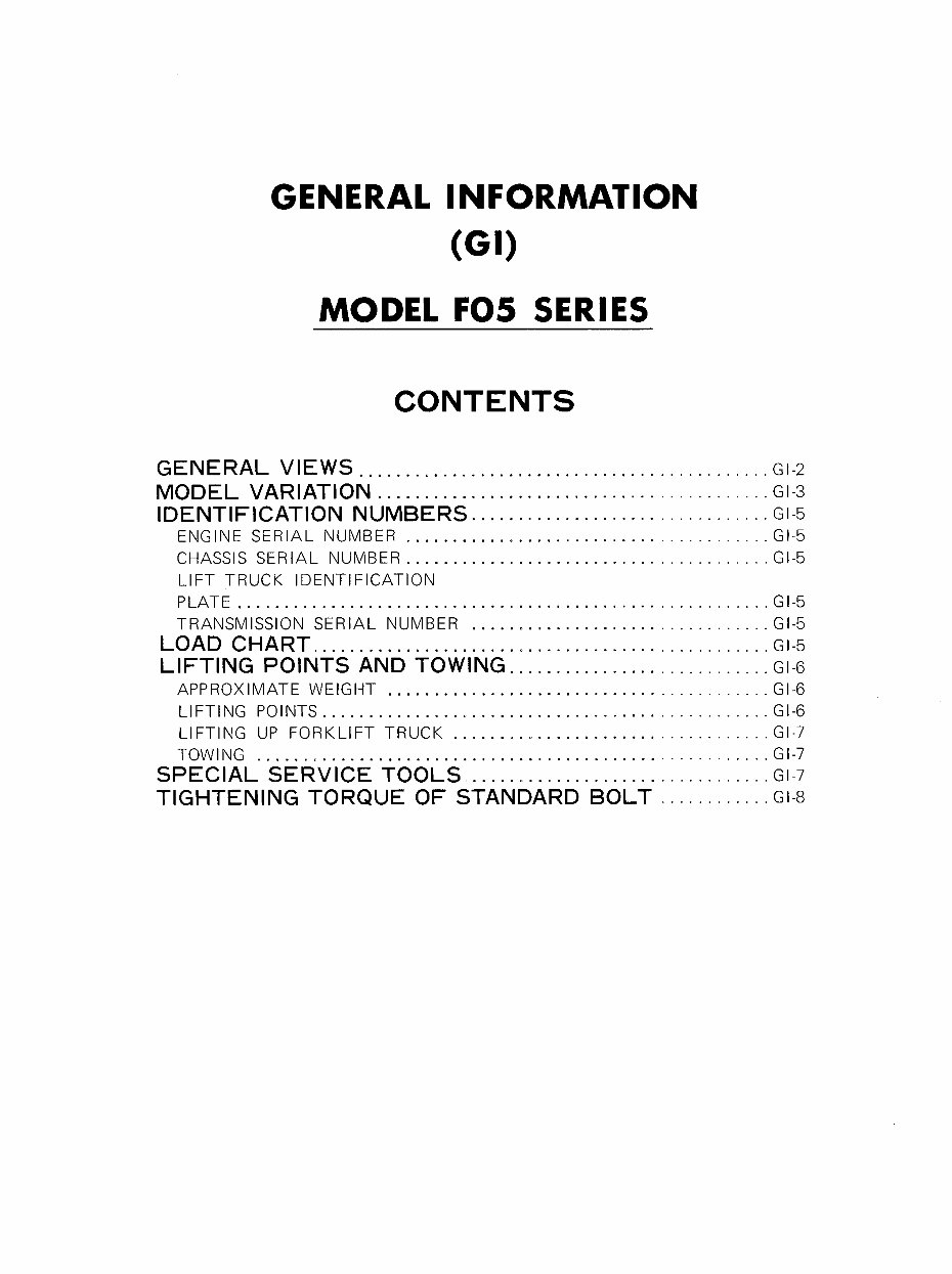 Nissan F05 Series Forklifts OEM Service & Repair Manual preview img 4