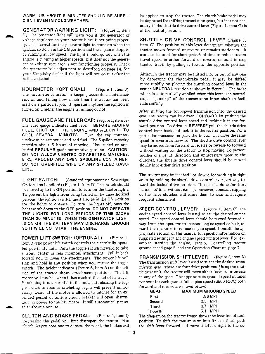 Simplicity 3415S 3410S tractor owners maintenance manual preview img 5