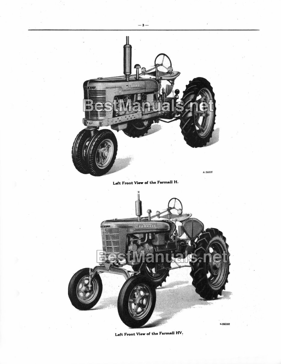 IH Farmall H & HV Tractor Service Repair Manual & Parts Catalog -2- Manuals - preview img 5
