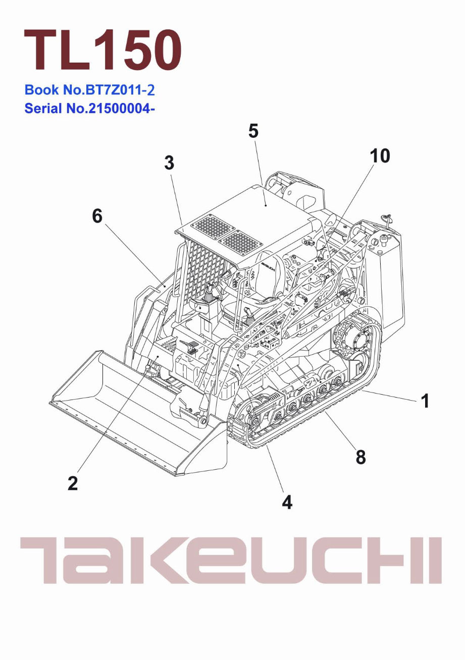 TAKEUCHI TL150 TRACK Loader Parts Manual Catalog EPC preview img 1