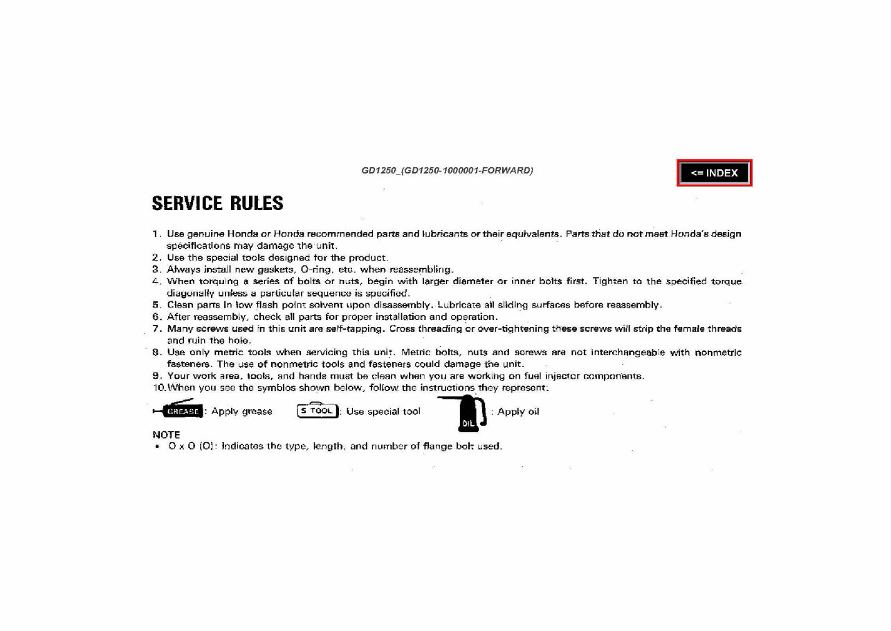 Honda GD1250 Horizontal Shaft Engine Repair Manual preview img 5