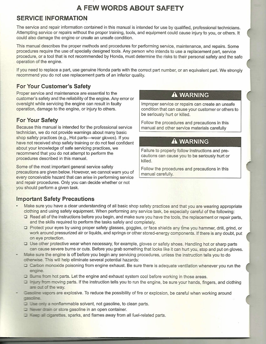 1997 Honda GCV135/GCV160/GCV190 Engines OEM Service & Repair Manual preview img 2