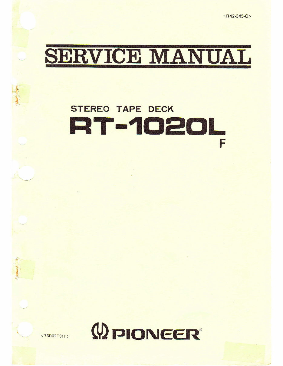 Pioneer RT-1020 L , Reel to Reel , Original Service Manual preview img 1