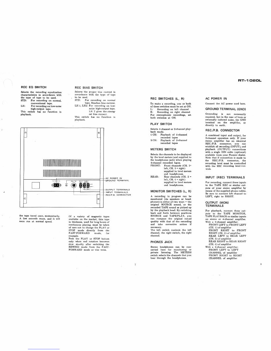 Pioneer RT-1020 L , Reel to Reel , Original Service Manual preview img 7