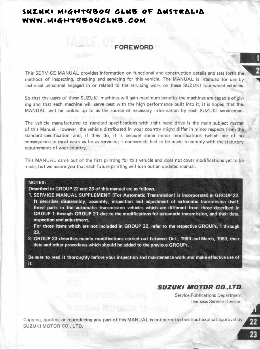 1987-1988 Suzuki Alto Hatch 800cc Service & Repair Manual preview img 2