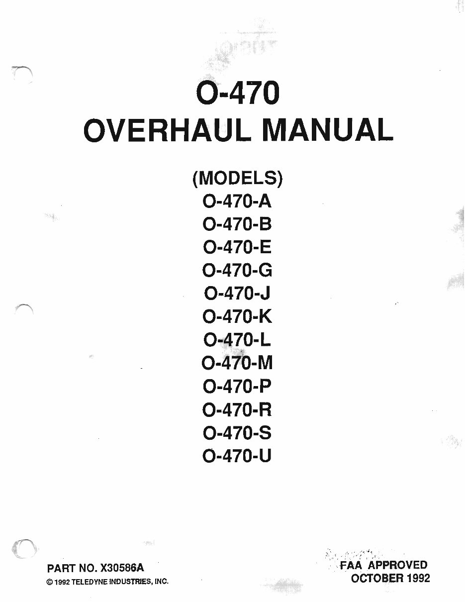 Continental Aircraft Engines O 470 K L M Overhaul Manual preview img 1