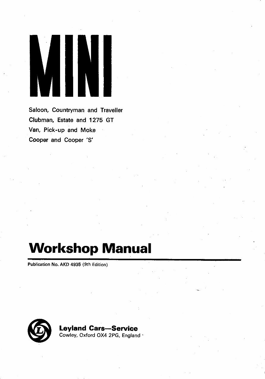 MINI COOPER Workshop Manual 1964 1965 1966 1967 1968 1969 1970 preview img 3