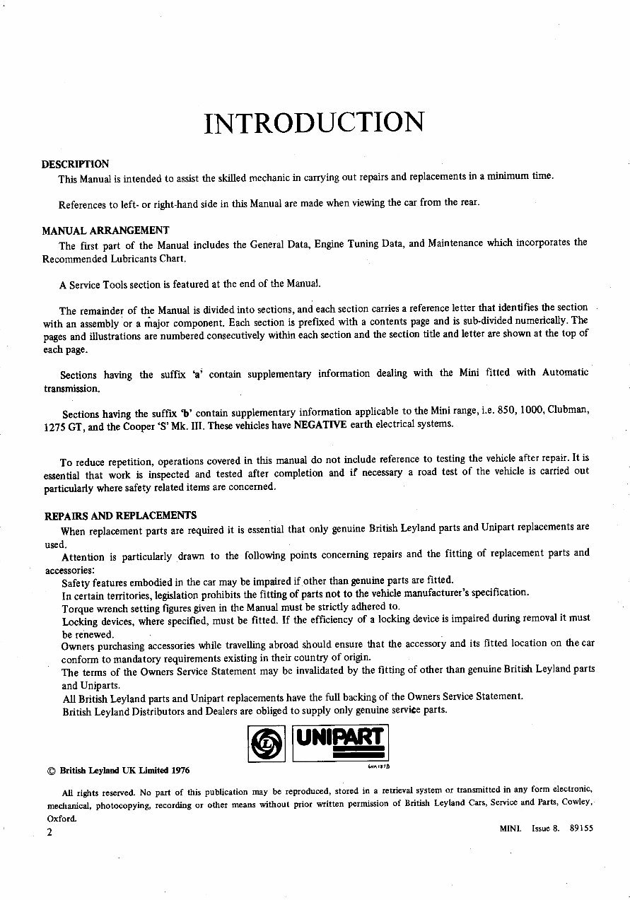 MINI COOPER Workshop Manual 1964 1965 1966 1967 1968 1969 1970 preview img 4
